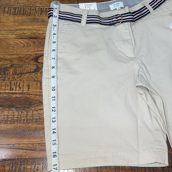 Crown & Ivy NWT Shorts pebble grey with black white and pink belt size 4 - Picture 9 of 10